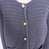 Cece Womens Black Cotton/Polyester Button-Front Cardigan Sweater Size M