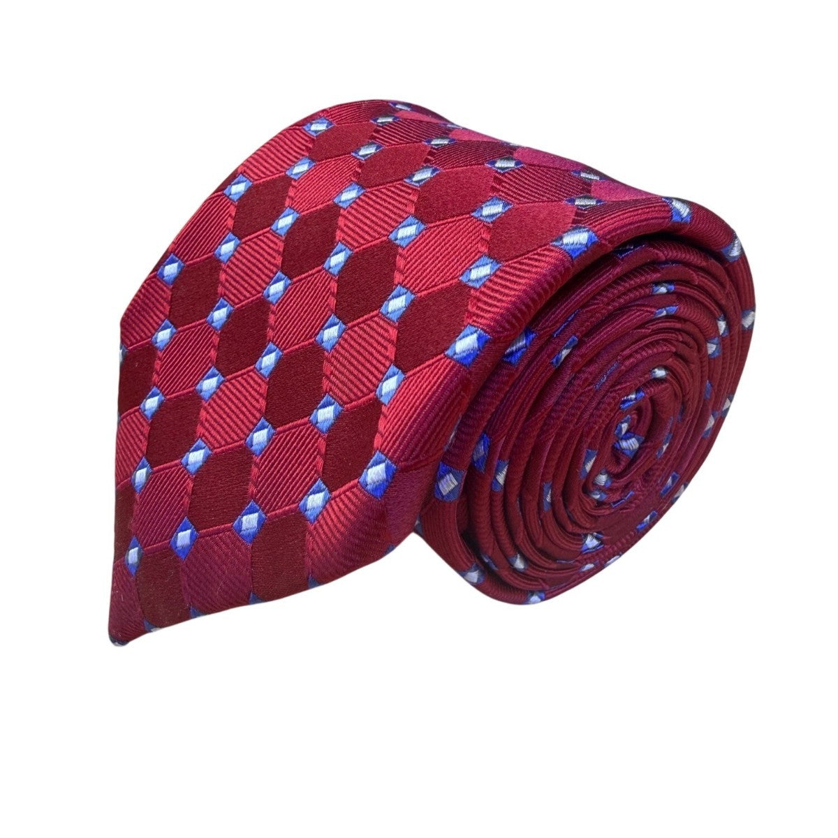Jos A Bank Mens Red Silk Geometric Tie Executive Collection Blue Pattern