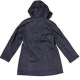 Ellen Tracy Womens Black Wool Blend Hooded Coat W/ Faux Fur Trim Size 8P