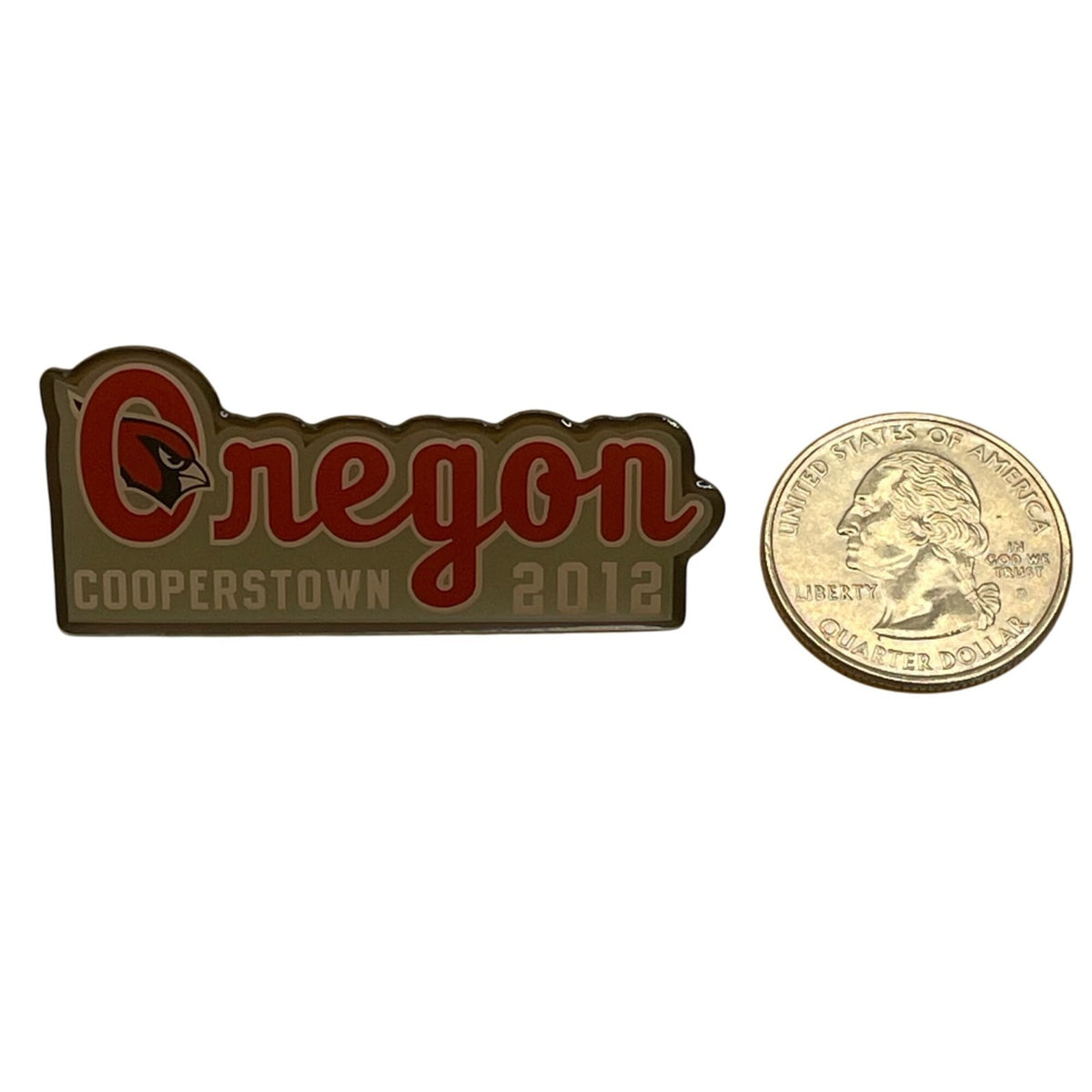 Oregon Cooperstown 2012 Red & Gold Enamel Pin With Double Clutch Backing