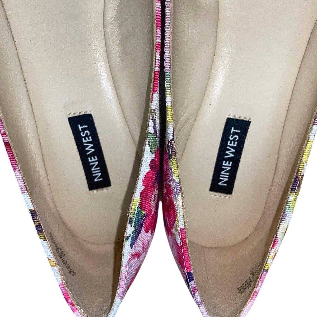 Nine West Women’s White & Red Floral Print Speak Up 2 Ballet Flats Size 9.5M