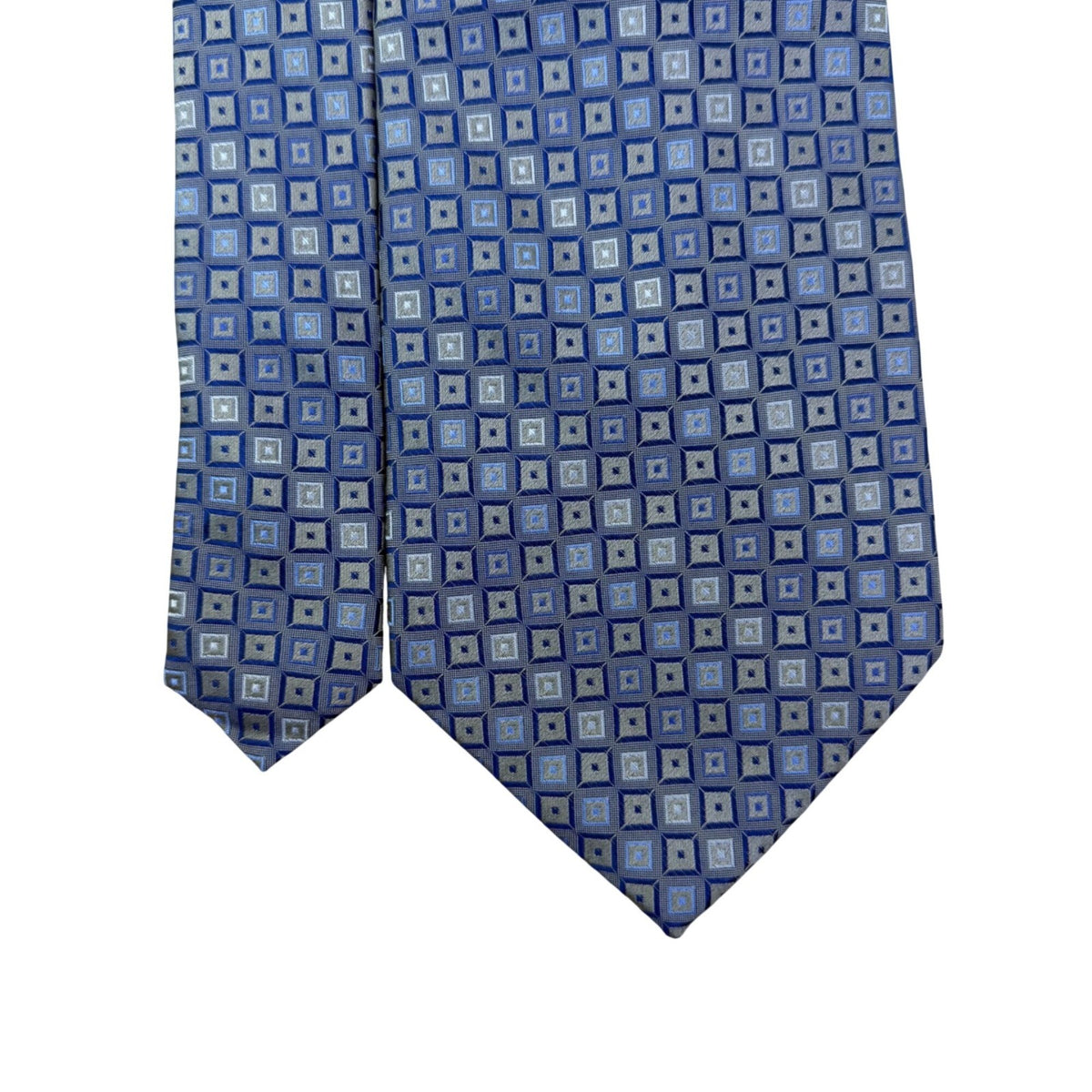 Joseph & Feiss Mens Blue Silk Geometric Pattern Handmade Tie