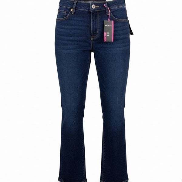 Style & Co Womens Dark Wash Denim Boot Leg Pants Stretch Fit Size 14