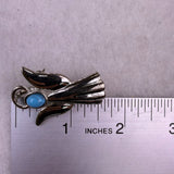 Silver-Tone & Blue Angel Pin Brooch Pendant Vintage Unique Style Jewelry