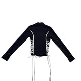 I.Am.Gia Womens Black Lace-Up Cropped Jacket Stylish Casual Layering Size XS 