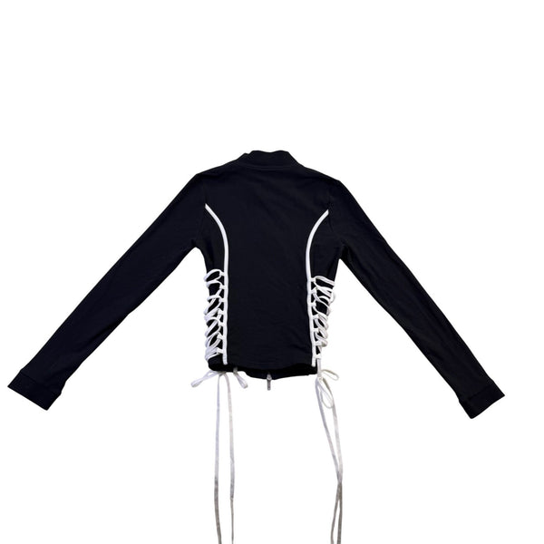 I.Am.Gia Womens Black Lace-Up Cropped Jacket Stylish Casual Layering Size XS 