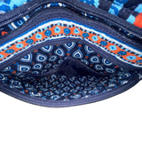 Vera Bradley Womens Blue Paisley Quilted Adjustable Strap Zippered Crossbody Bag