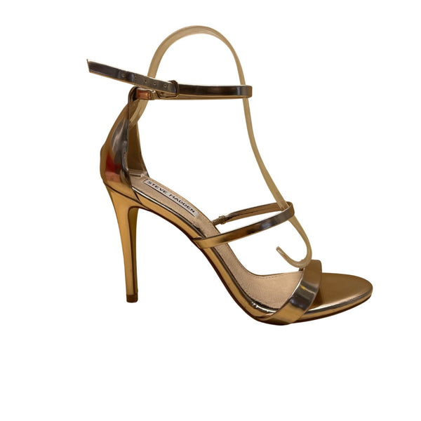 Steve Madden Womens Gold Strappy Sheena High Heel Sandals Size 9.5M