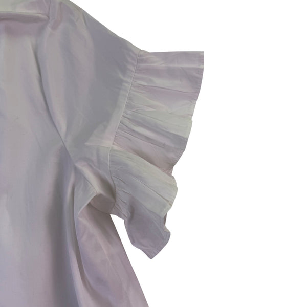 J. Crew Womens White Cotton Short-Sleeve Button-Up Ruffle Hem Dress Size S