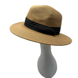 Furtalk Wide Brim Straw Sun Hat With Black Ribbon Band Sz L