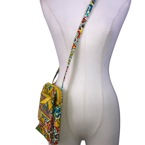 Vera Bradley Women’s Yellow Quilted Adjustable Strap Mini Hipster Crossbody Bag