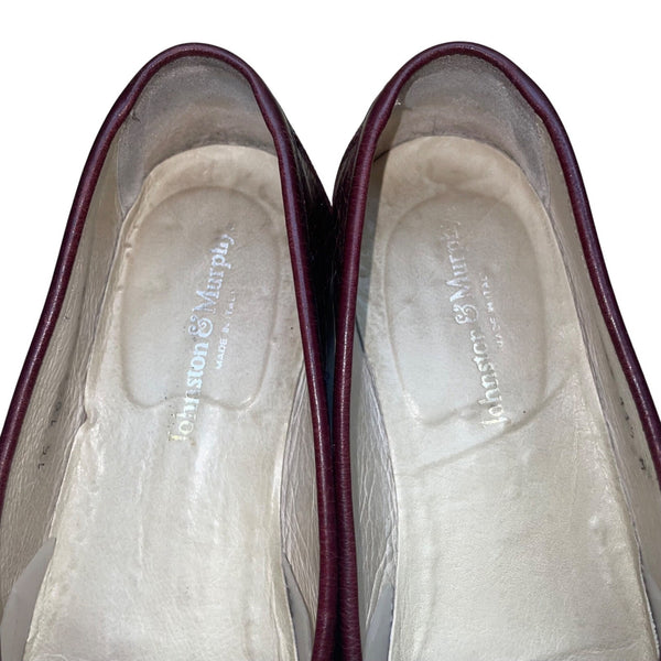 Johnston & Murphy Men’s Burgundy Leather Woven Tassel Loafer Shoes Sz 11.5M