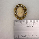 Florenza Gold Tone Womens Cameo Brooch With Faux Pearl Filigree Frame