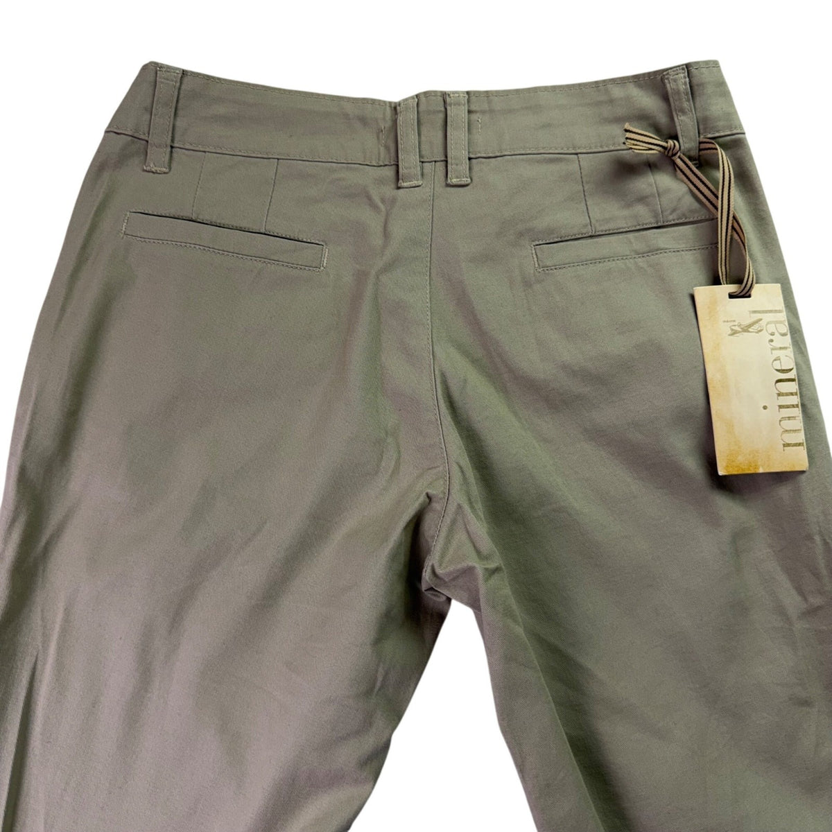 Mineral Women’s Olive Cotton & Elastane Straight-Leg Pants Size 28 - New