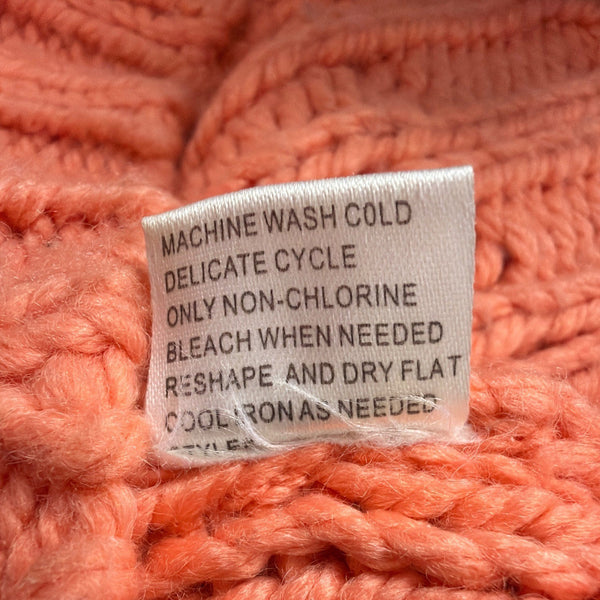Elodie Womens Orange Cable Knit Sweater Button Detail Long Sleeve Sz S