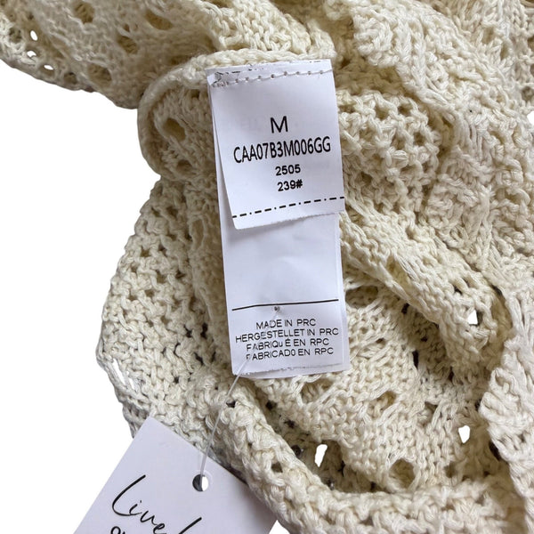 Cupshe Womens Beige Crochet Beach Cover-Up Sweater Lightweight Casual Sz M