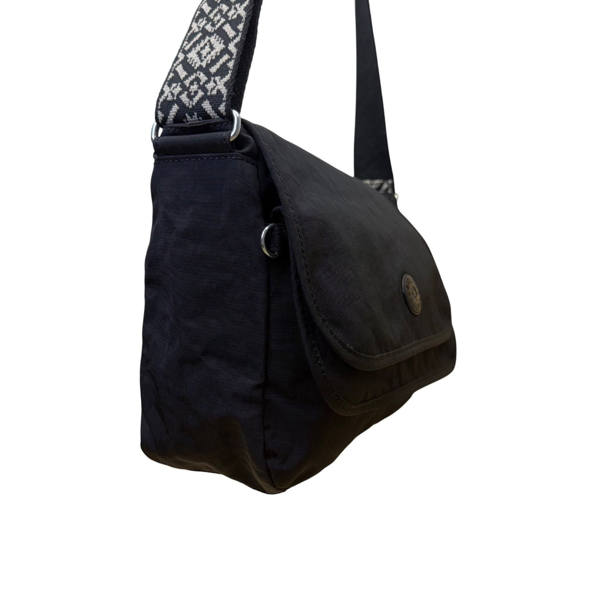Kipling Womens Black Nylon Adjustable Strap With Patterned Strap Crossbody Bag
