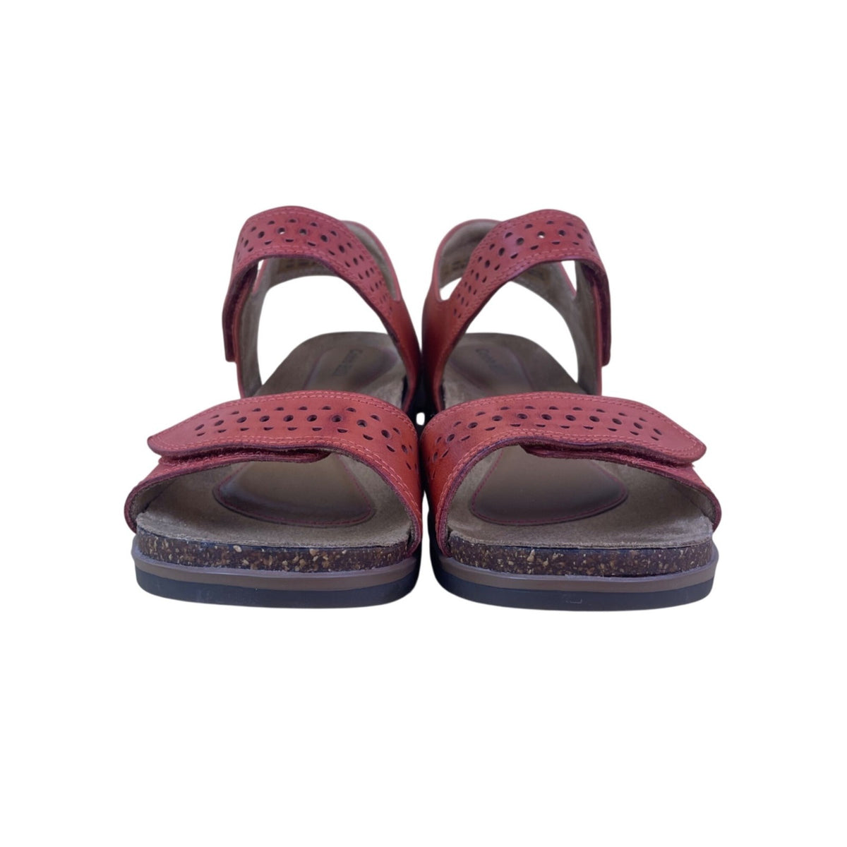 Cobb Hill Women’s Red Leather Cork Sole Adjustable Strap Sandals Size 7US