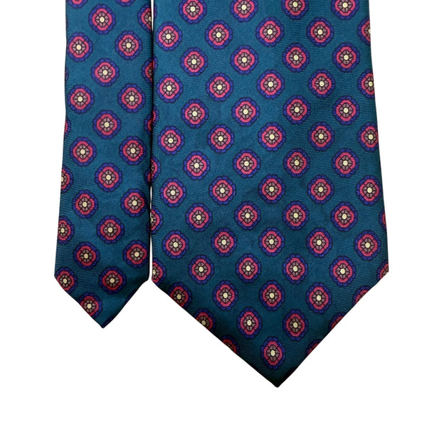 Claybrooke Mens Teal Multicolor Silk Patterned Tie
