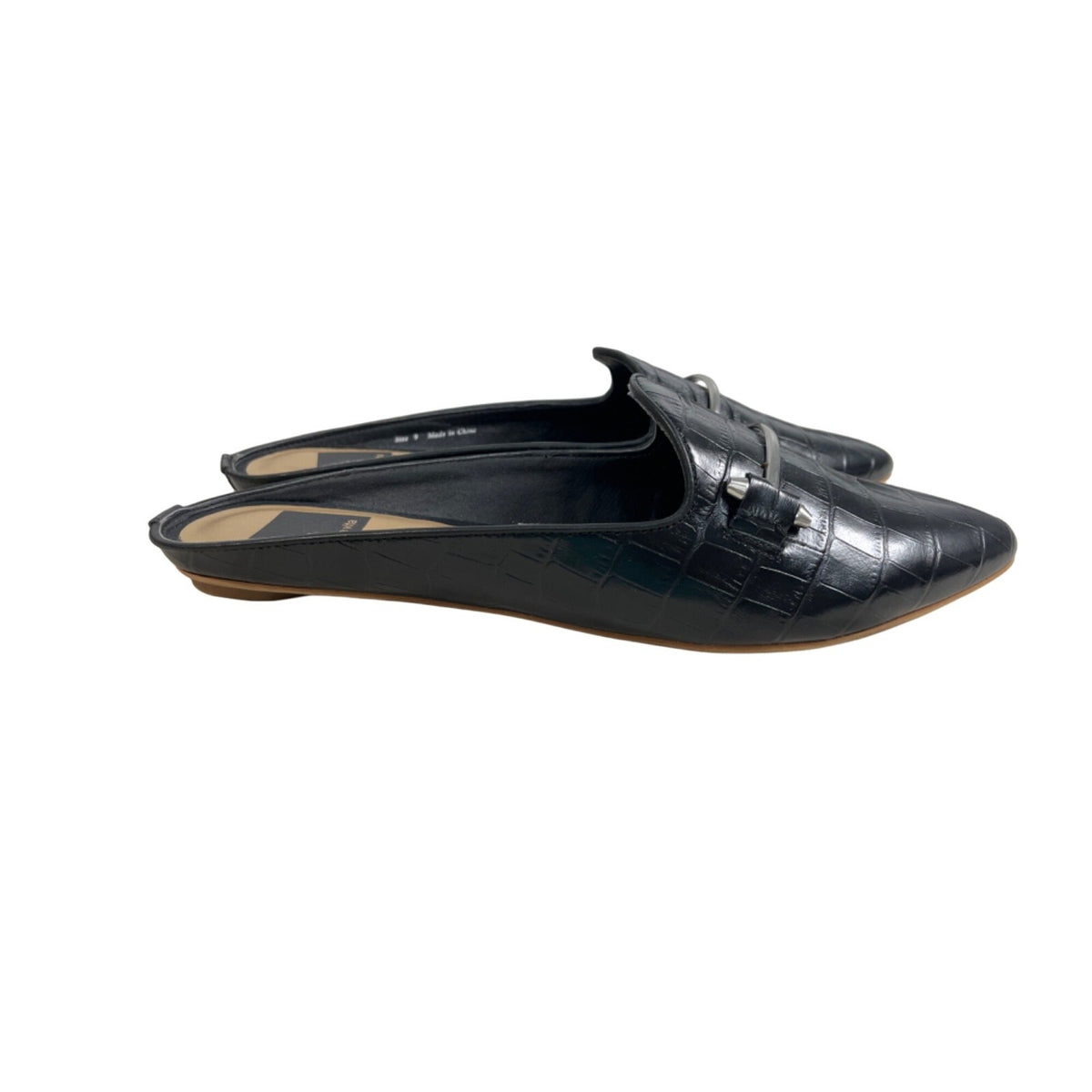 Dolce Vita Women's Black Gram Croco Embossed Leather Slippers Sz 9 - NWB