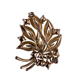 Lisner Womens Gold Tone Rhinestone Brooch Leaf Design Floral Jewelry Signed