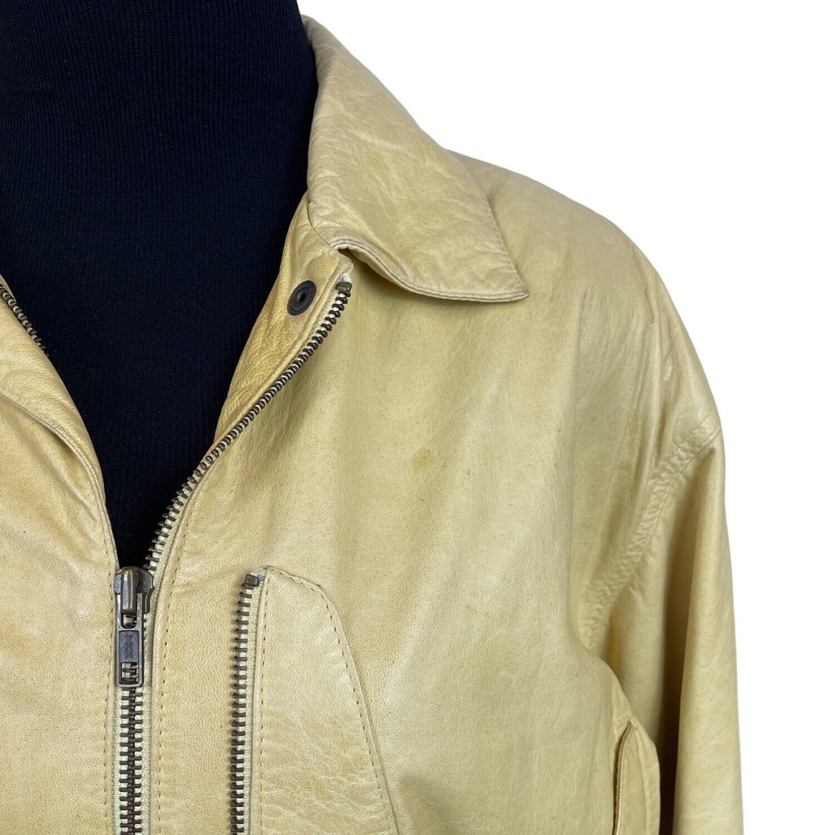 Robert Comstock Zip Up Yellow Rhino Leather Jacket Sz 6 (EU 38)