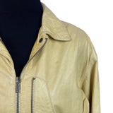 Robert Comstock Zip Up Yellow Rhino Leather Jacket Sz 6 (EU 38)