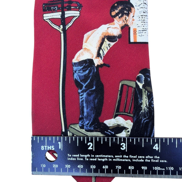 Norman Rockwell Mens Red Silk Print Tie All Season 57 In Long Novelty Canada