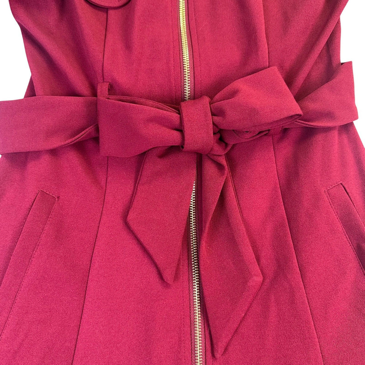 Fashion Nova Womens Red Pleated Mini Dress Zip Closure Belted Size M