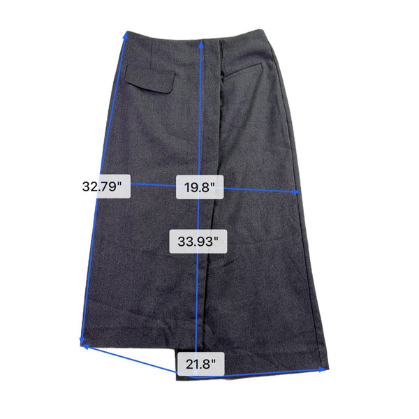 Moon River Womens Gray Polyester Wrap Midi Skirt Side Pocket Detail Size M
