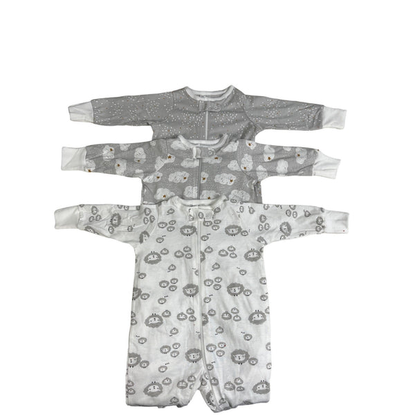 Gerber Toddler Baby Gray and White Jumpsuit 3 Piece Set Sz 0M
