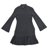 Brandon Maxwell Womens Black Bell Sleeve Pleated Hem Mini Dress Size 4