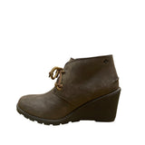 Sperry Women’s Brown Leather Lace-Up Wedge Heel  Casual Ankle Boots Size 7.5M