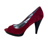 Style & Co Women’s Red Brick Suede Peep-Toe Celine Platform Pumps Size 10M