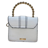 Aldo Women’s White Faux Leather Chain Handle With Gold Lion Detail Crossbody Bag