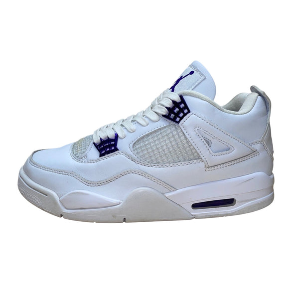 Air Jordan 4 Retro Men’s Metallic Purple & White Leather Sneakers Size US 9.5