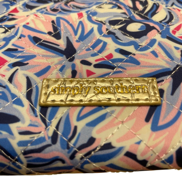 Simply Southern Women’s Blue Floral Quilted With Zipper Closure Wristlet Wallet