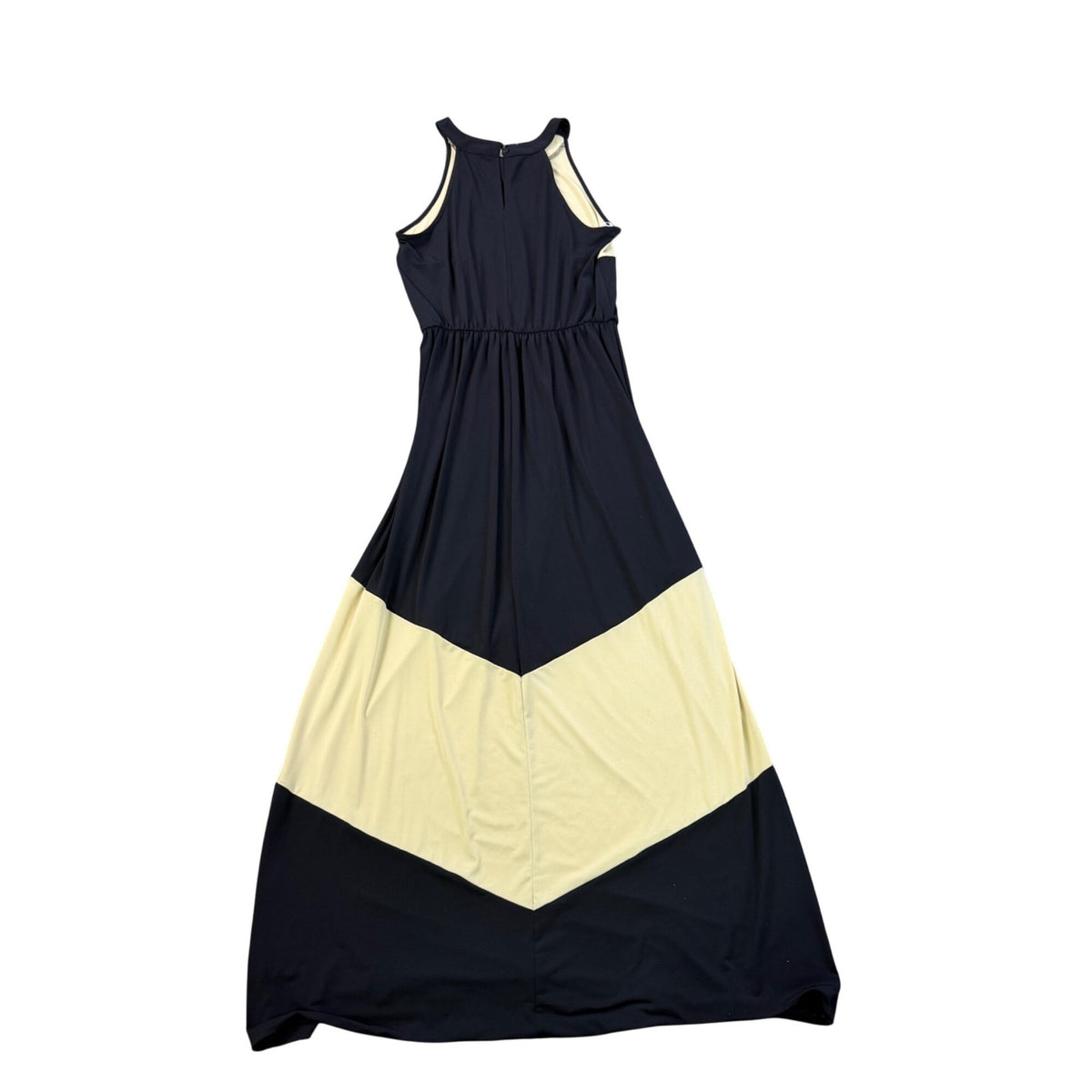 Charming Charlie Womens Navy & Cream Maxi Dress Sleeveless Chevron Size S