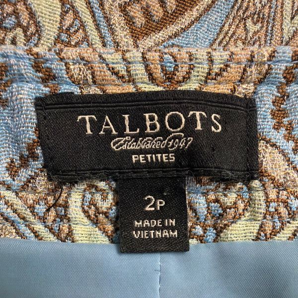 Talbots Womens Paisley Print Cotton & Silk Blend Sleeveless Sheath Dress Size 2P