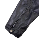 T-Traxx Mens Black Leather Jacket Zip-Up Quilted Lining Motorcycle Style Sz M