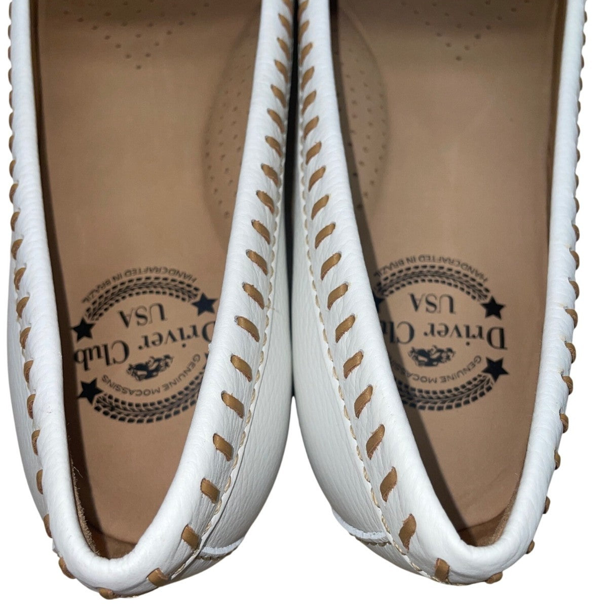 Driver Club USA Women’s White Grainy Leather Maple Ave Moccasin Shoes Size 11