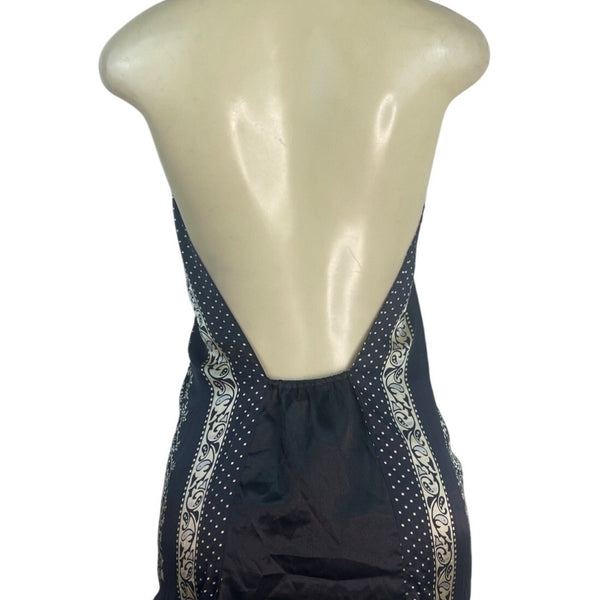 Forever Halter Neck Black & Gold Blouse With Chain Detail Paisley Size M - New