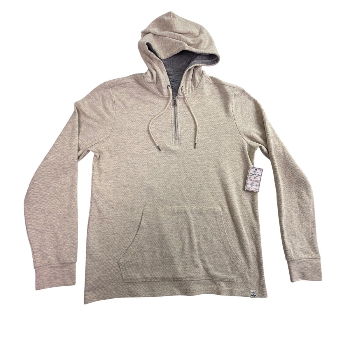 Flag & Anthem Mens Beige Cotton/Polyester Hoodie Sweater Waffle Knit Sz M - New