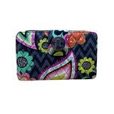 Vera Bradley Women’s Black Multicolor Quilted Floral Pattern Turnlock Wallet