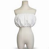 Zara Womens White Cotton Blend Strapless Elastic Bandeau Top Size S