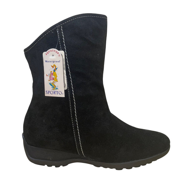 Sporto Women’s Black Suede Waterproof Aquastop Mid-Calf Winter Ella Boots Sz 7M