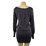 Venus Womens Black Metallic Long Sleeve Bodycon Mini Dress Sz XS