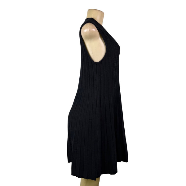 Pomander Place Womens Black Ribbed Knit Sleeveless Dress Sz L - New