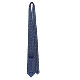 Pronto Uomo Men’s Blue & Gold Silk Geometric Pattern Handmade Neck Tie