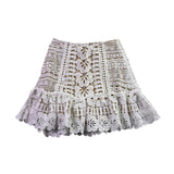 Selfie Leslie Womens White Crochet Lace 2-Piece Outfit Top XS  & Skirt S 
